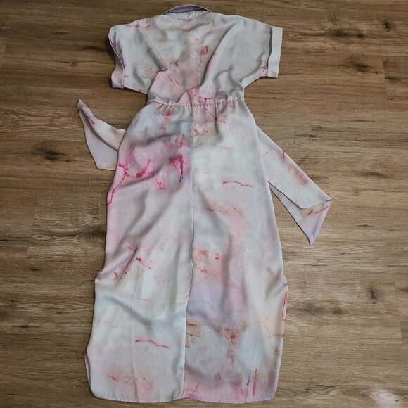 NWT Steve Madden size 0 Misty Rose Satin Tie-waist Tory Dress Button Up - Picture 6 of 7